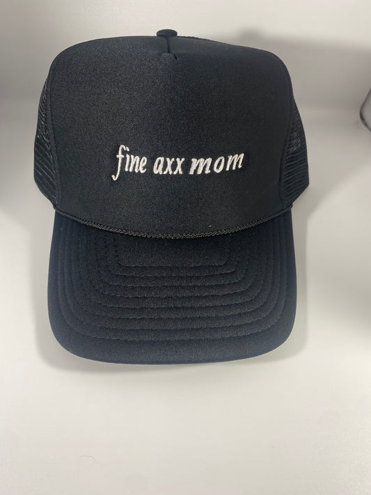 fine axx mom black trucker