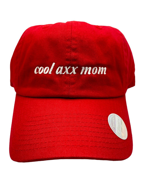 cool axx mom bright red cap